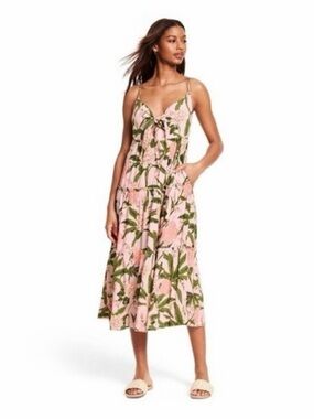 Agua Bendita × Target "Peony Botanical Print" Tie-Front Midi
Dress - NWT